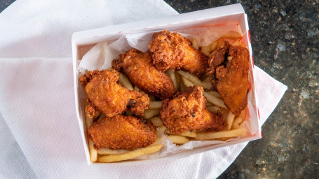 86. 6 Pieces Hot Boneless Chicken Wings With French Fries